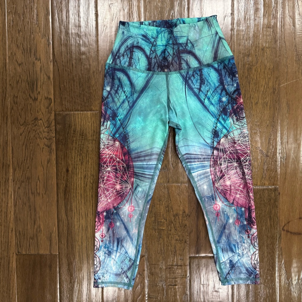 Evolution and Creation Blue Pink Tie-Dye Leggings